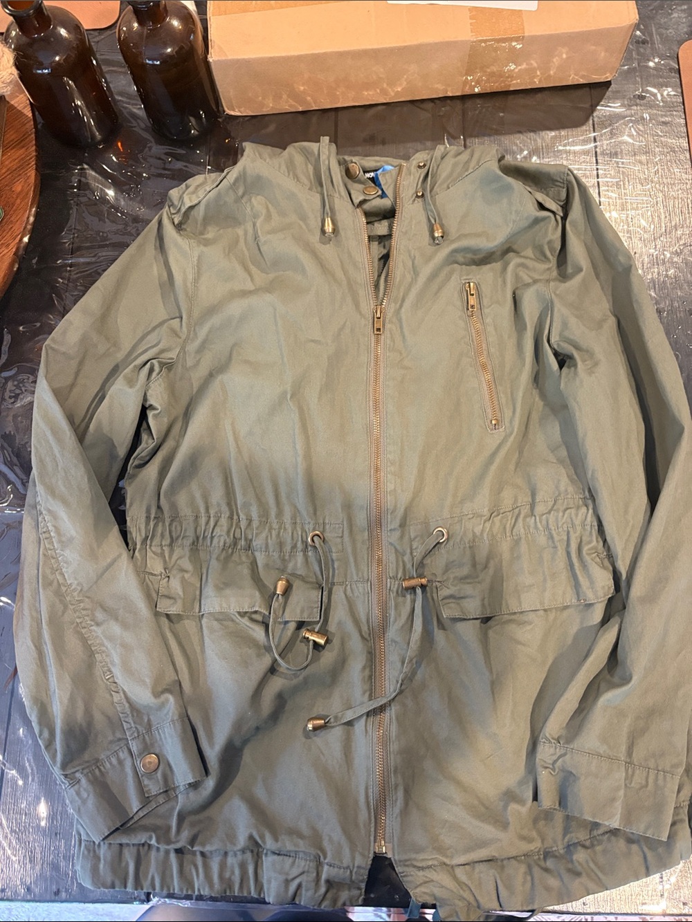 Fashion Nova Olive Hooded Utility Anorak Jacket
